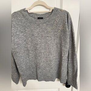 Talbots Gray Sweater with Embellishments